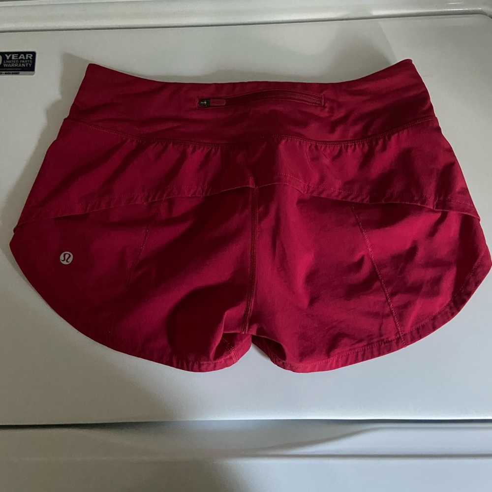 Red Lululemon Speed Up Shorts